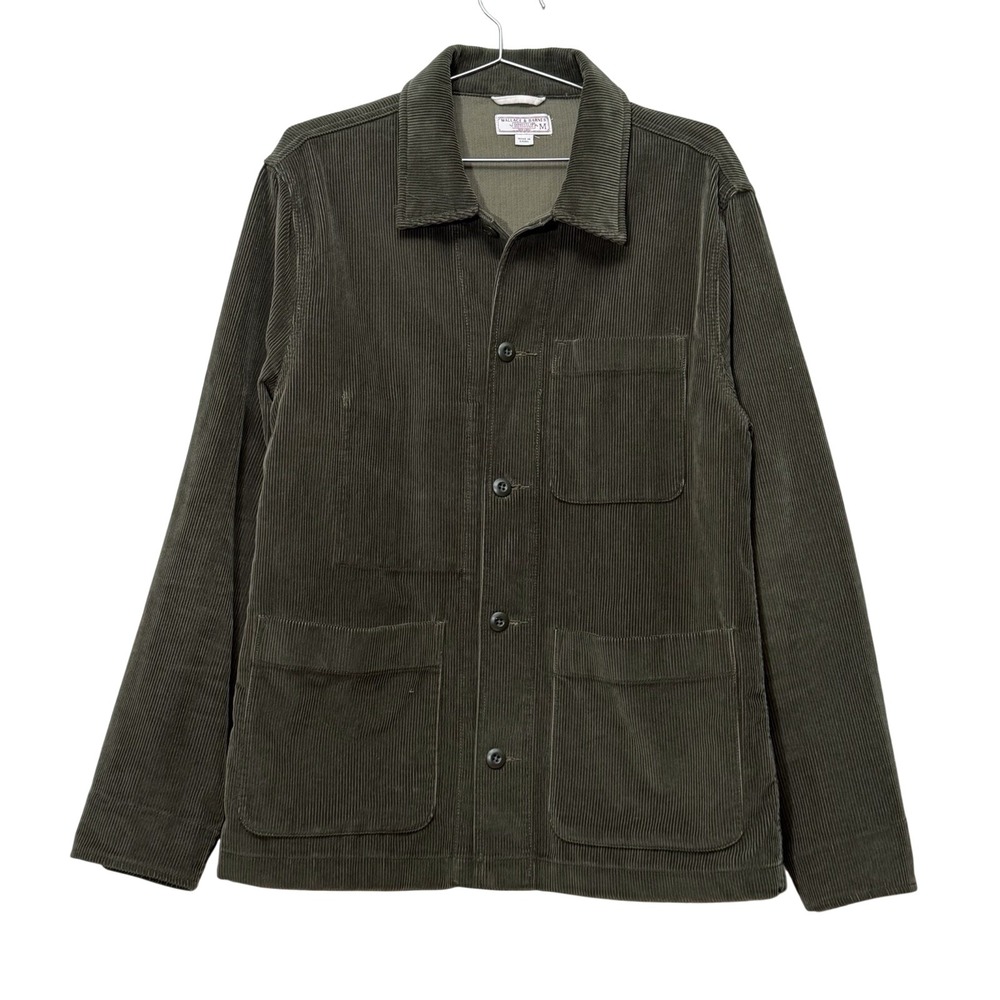 Wallace & Barnes Corduroy Chore Jacket Mens Med Workwear Utility olive green
